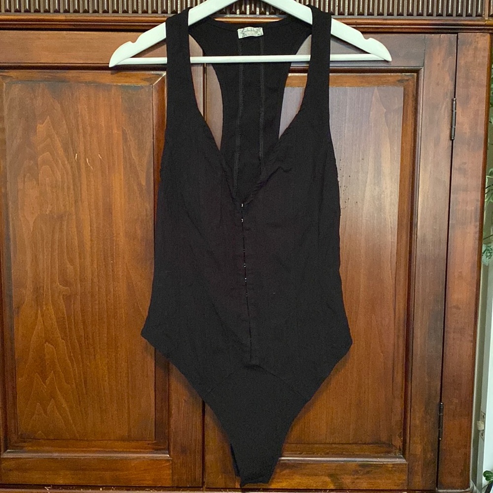 Free People Sleeveless Black Bodysuit